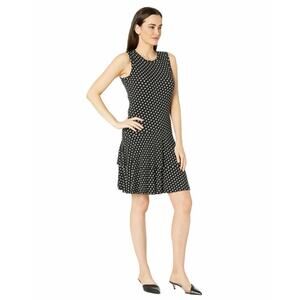 Michael Kors Women's Sliced Dot Flowy Tiered Flounce Dress Size 2X‎ Black White